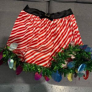 Holiday skirt with Christmas light tinsel